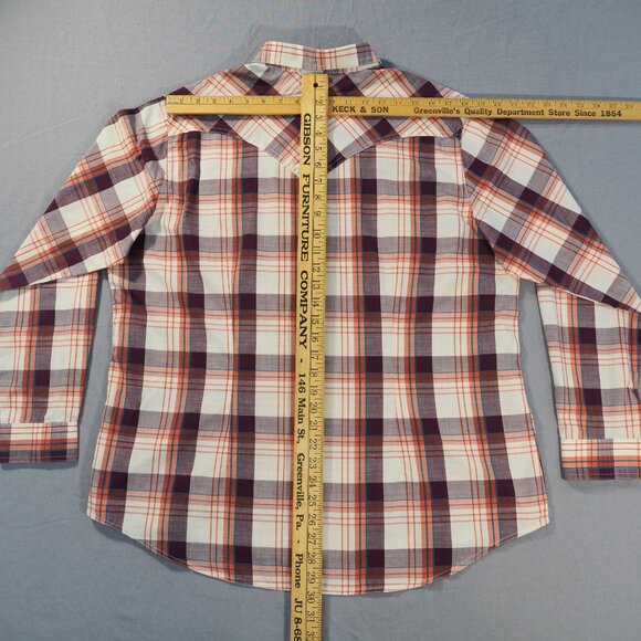 Wrangler Retro Shirt Mens XXL Purple Red Plaid Pearl Snap Rodeo Western Cowboy - Picture 4 of 7